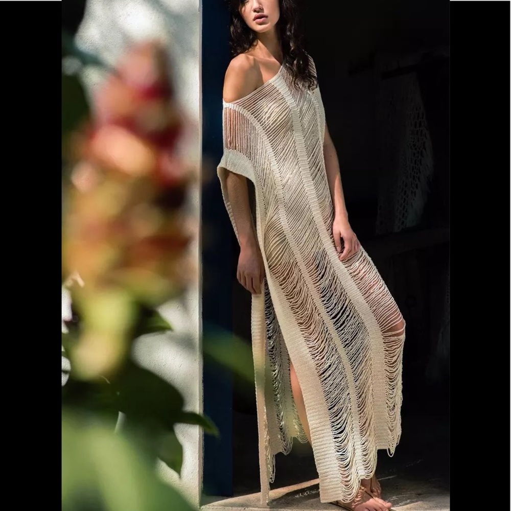 Lux Thred Shea Maxi Dress And Coverup In Bone